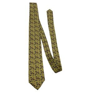 NWT Mens Ringneck & Lure Gamebirds Olive Silk Necktie Silk